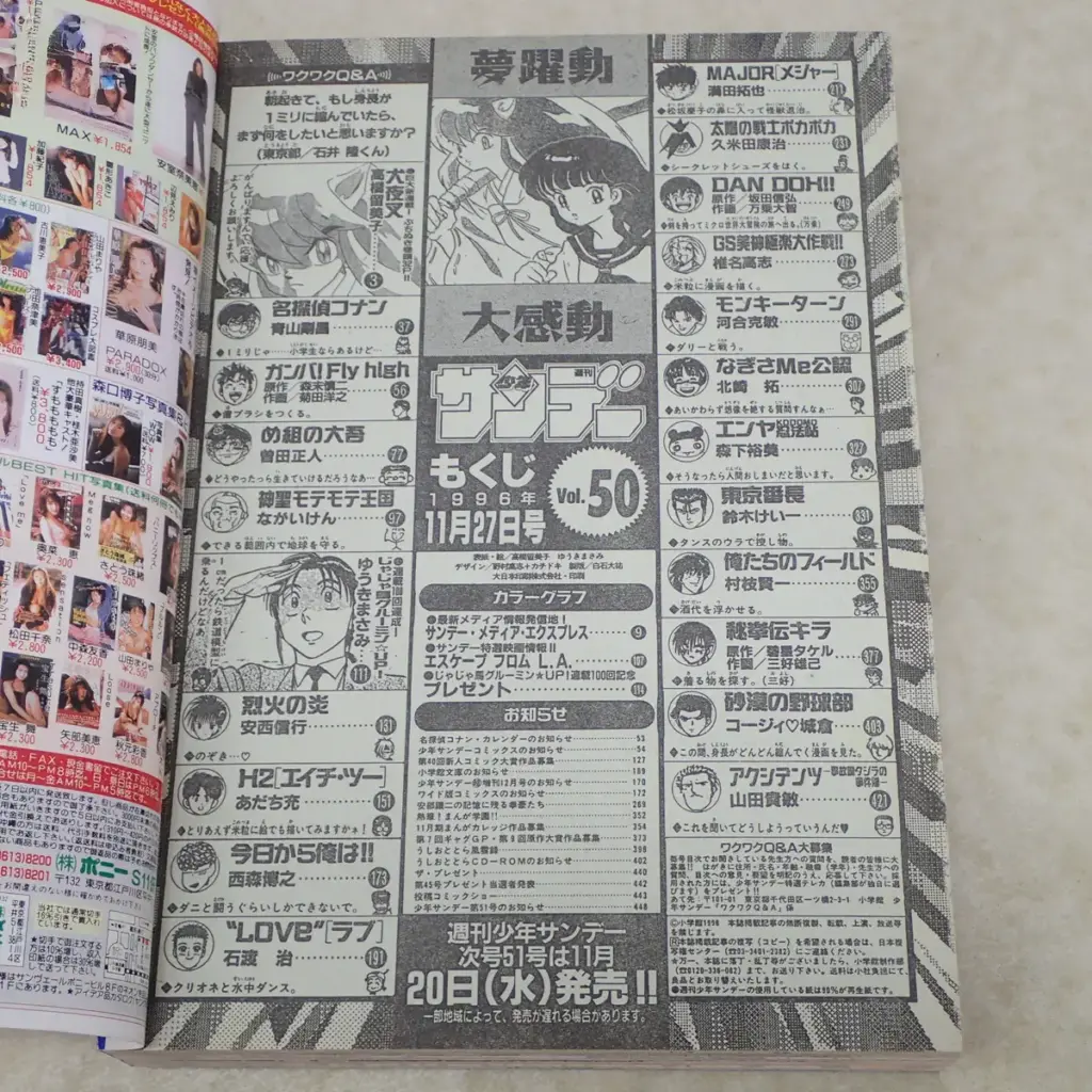 刊少年サンデー 1996年50号 高橋留美子『犬夜叉』新連載号　目次