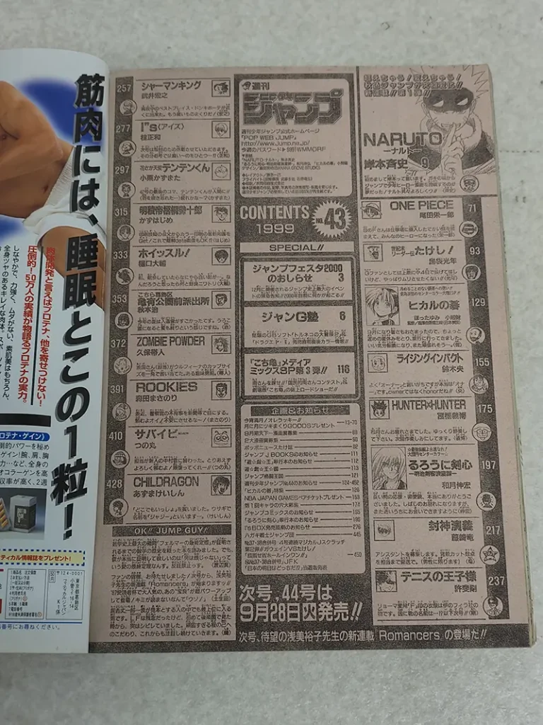 1999年第43号『NARUTO-ナルト-』連載開始号 目次